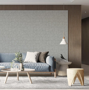 Luxury Gray Geometric Textured Wallpaper, Coastal Non-Woven Wall Covering, 41.7"W x 614"H, Washable Removable for Living Room