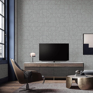 Luxury Gray Geometric Textured Wallpaper, Coastal Non-Woven Wall Covering, 41.7"W x 614"H, Washable Removable for Living Room