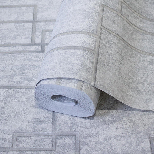 Luxury Gray Abstract Geometric 3D Embossed Wallpaper, Contemporary Non-Woven Wall Covering, 41.7"W x 398"H, Washable Removabl