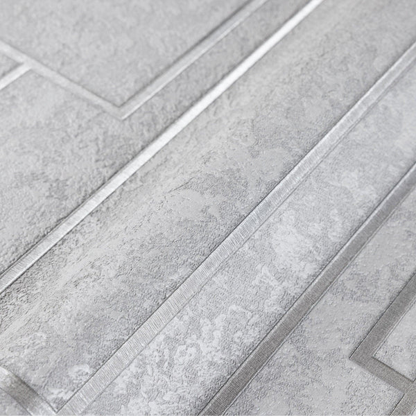 Luxury Gray Abstract Geometric 3D Embossed Wallpaper, Contemporary Non-Woven Wall Covering, 41.7"W x 398"H, Washable Removabl