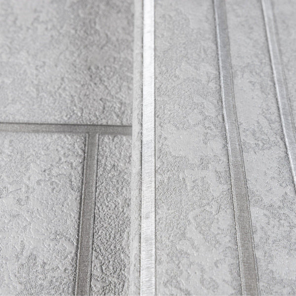 Luxury Gray Abstract Geometric 3D Embossed Wallpaper, Contemporary Non-Woven Wall Covering, 41.7"W x 398"H, Washable Removabl