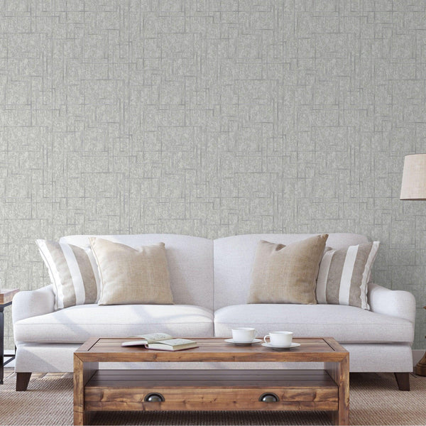 Luxury Gray Abstract Geometric 3D Embossed Wallpaper, Contemporary Non-Woven Wall Covering, 41.7"W x 398"H, Washable Removabl
