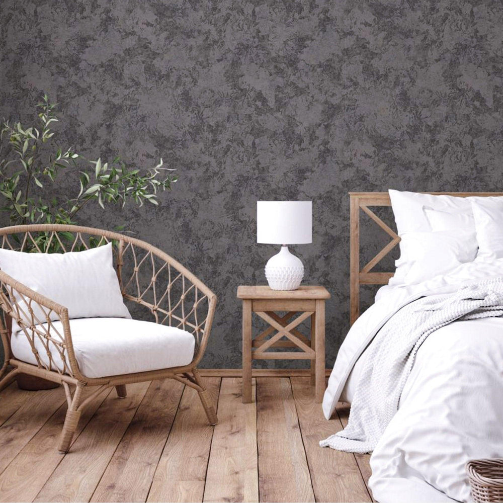 Luxury Gray Abstract Metallic 3D Embossed Wallpaper, Farmhouse Non-Woven Wall Covering, 41.7"W x 614"H, Washable Removable fo