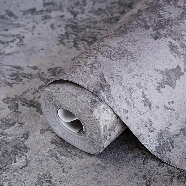 Luxury Gray Abstract Metallic 3D Embossed Wallpaper, Farmhouse Non-Woven Wall Covering, 41.7"W x 614"H, Washable Removable fo