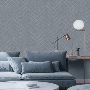 Luxury Gray Chevron Geometric Wallpaper, Premium Non-Woven Wall Covering, 41.7"W x 398"H, Washable Removable for Living Room 