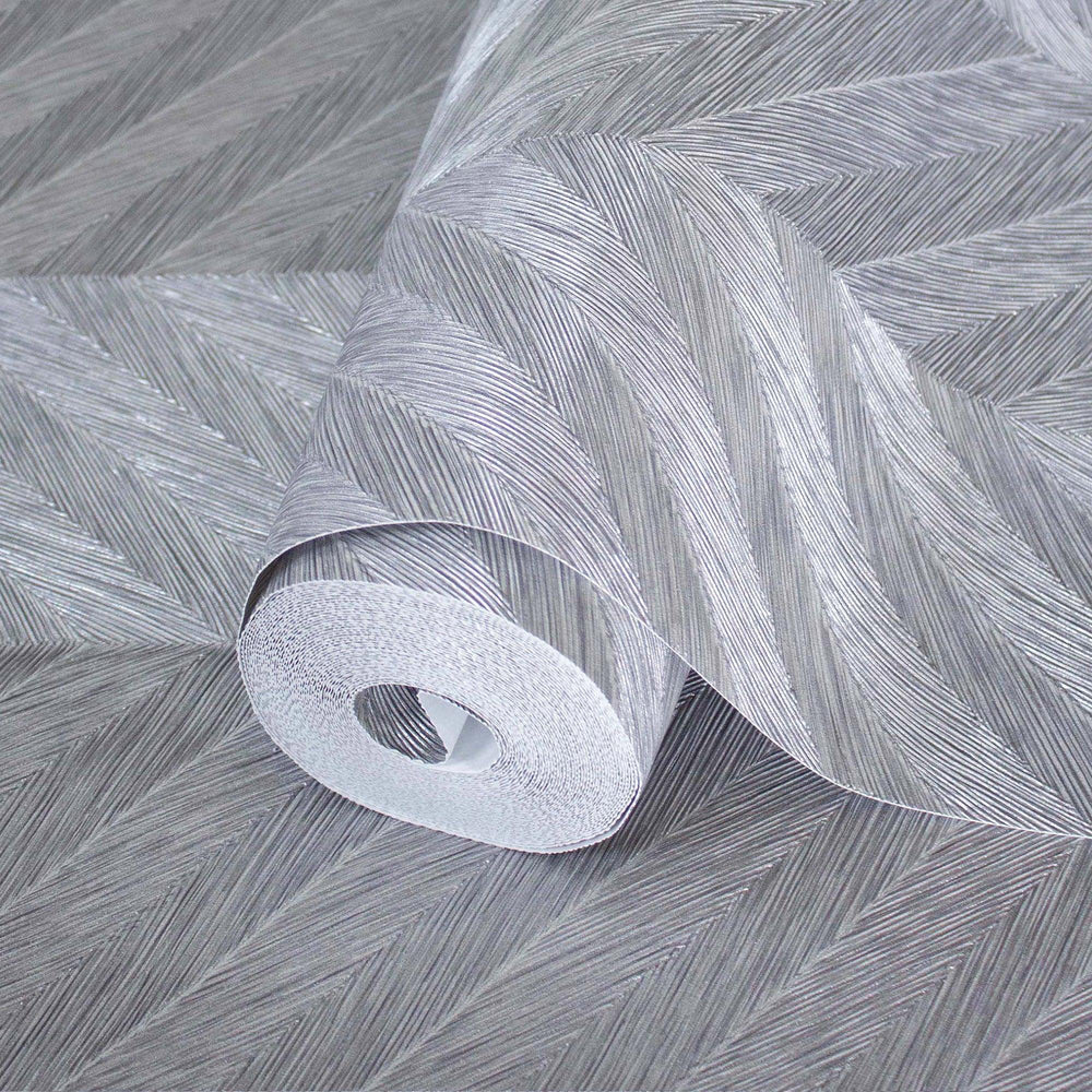 Luxury Gray Chevron Geometric Wallpaper, Premium Non-Woven Wall Covering, 41.7"W x 398"H, Washable Removable for Living Room 