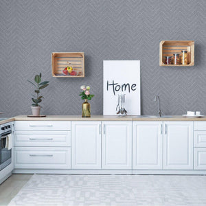 Luxury Gray Chevron Geometric Wallpaper, Premium Non-Woven Wall Covering, 41.7"W x 398"H, Washable Removable for Living Room 