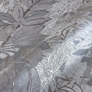 Luxury Gray Floral Leaves 3D Embossed Wallpaper, Elegant Non-Woven Wall Covering, 41.7"W x 614"H, Washable Removable for Livi