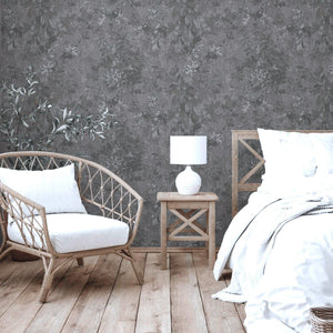 Luxury Gray Floral Leaves 3D Embossed Wallpaper, Elegant Non-Woven Wall Covering, 41.7"W x 614"H, Washable Removable for Livi