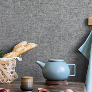 Luxury Gray Fabric Textured Wallpaper, Premium Non-Woven Wall Covering, 41.7"W x 398"H, Washable Removable for Living Room Be