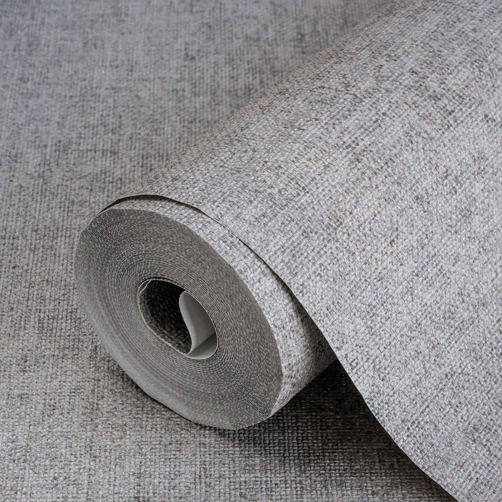 Luxury Gray Fabric Textured Wallpaper, Premium Non-Woven Wall Covering, 41.7"W x 398"H, Washable Removable for Living Room Be