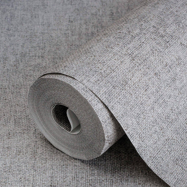 Luxury Gray Fabric Textured Wallpaper, Premium Non-Woven Wall Covering, 41.7"W x 398"H, Washable Removable for Living Room Be