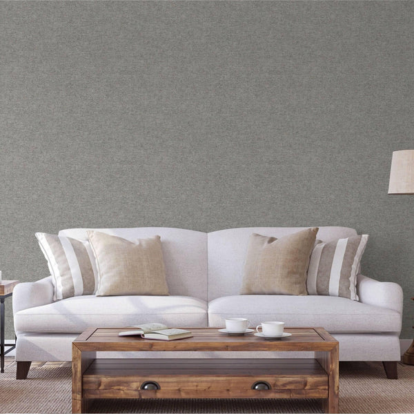 Luxury Gray Fabric Textured Wallpaper, Premium Non-Woven Wall Covering, 41.7"W x 398"H, Washable Removable for Living Room Be