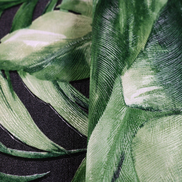 Luxury Black Leaves Textured Wallpaper, Coastal Non-Woven Wall Covering, 41.7"W x 398"H, Washable Removable for Living Room B