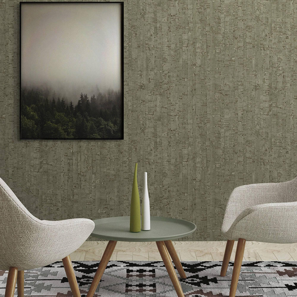 Luxury Green Wood Textured Wallpaper, Country Non-Woven Wall Covering, 41.7"W x 614"H, Washable Removable for Living Room Bed