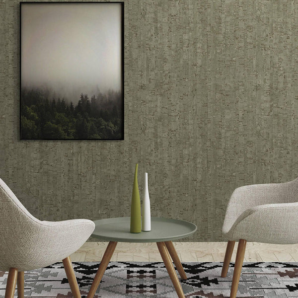 Luxury Green Wood Textured Wallpaper, Country Non-Woven Wall Covering, 41.7"W x 614"H, Washable Removable for Living Room Bed