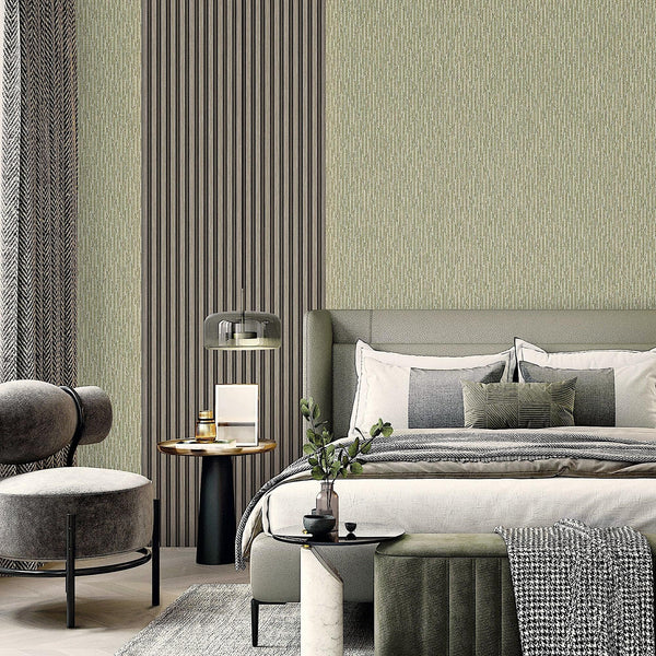 Luxury Green Geometric Embossed 3D Embossed Wallpaper, Boho Non-Woven Wall Covering, 41.7"W x 614"H, Washable Removable for L