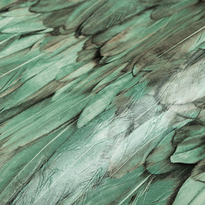 Luxury Green Bird Birds 3D Embossed Wallpaper, Traditional Non-Woven Wall Covering, 41.7"W x 614"H, Washable Removable for Li