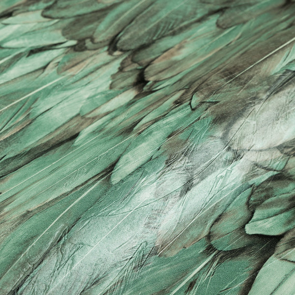 Luxury Green Bird Birds 3D Embossed Wallpaper, Traditional Non-Woven Wall Covering, 41.7"W x 614"H, Washable Removable for Li
