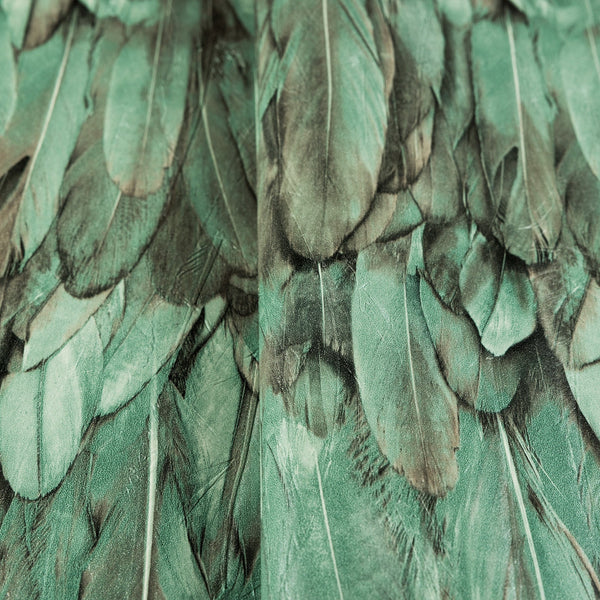 Luxury Green Bird Birds 3D Embossed Wallpaper, Traditional Non-Woven Wall Covering, 41.7"W x 614"H, Washable Removable for Li