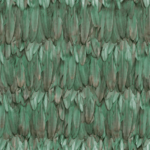 Luxury Green Bird Birds 3D Embossed Wallpaper, Traditional Non-Woven Wall Covering, 41.7"W x 614"H, Washable Removable for Li