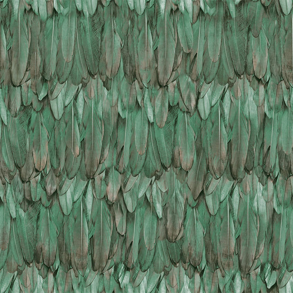 Luxury Green Bird Birds 3D Embossed Wallpaper, Traditional Non-Woven Wall Covering, 41.7"W x 614"H, Washable Removable for Li