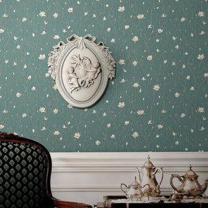 Luxury Green Floral Chinoiserie Wallpaper, Coastal Non-Woven Wall Covering, 41.7"W x 398"H, Washable Removable for Living Roo
