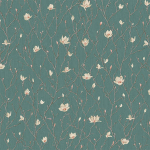 Luxury Green Floral Chinoiserie Wallpaper, Coastal Non-Woven Wall Covering, 41.7"W x 398"H, Washable Removable for Living Roo