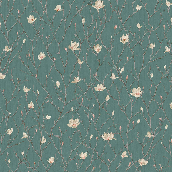 Luxury Green Floral Chinoiserie Wallpaper, Coastal Non-Woven Wall Covering, 41.7"W x 398"H, Washable Removable for Living Roo