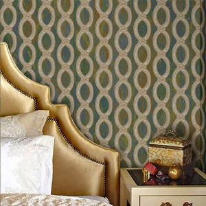 Luxury Green Geometric Embossed 3D Embossed Wallpaper, Contemporary Non-Woven Wall Covering, 41.7"W x 398"H, Washable Removab