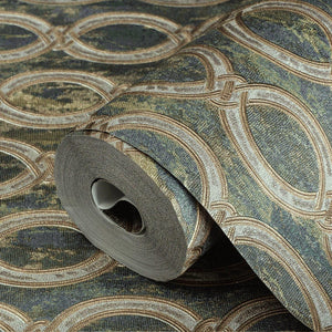 Luxury Green Geometric Embossed 3D Embossed Wallpaper, Contemporary Non-Woven Wall Covering, 41.7"W x 398"H, Washable Removab