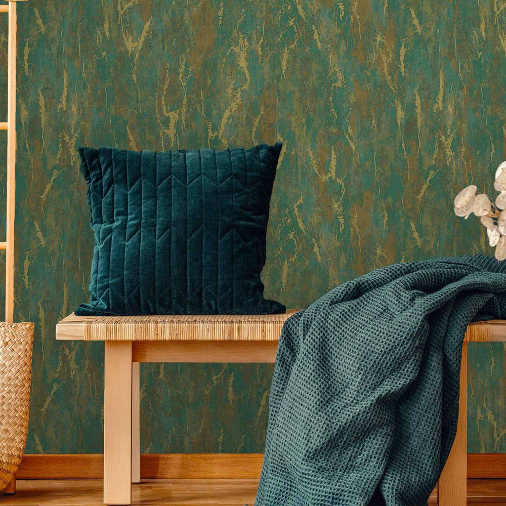 Luxury Gold Abstract Distressed Wallpaper, Glam Non-Woven Wall Covering, 41.7"W x 398"H, Washable Removable for Living Room B