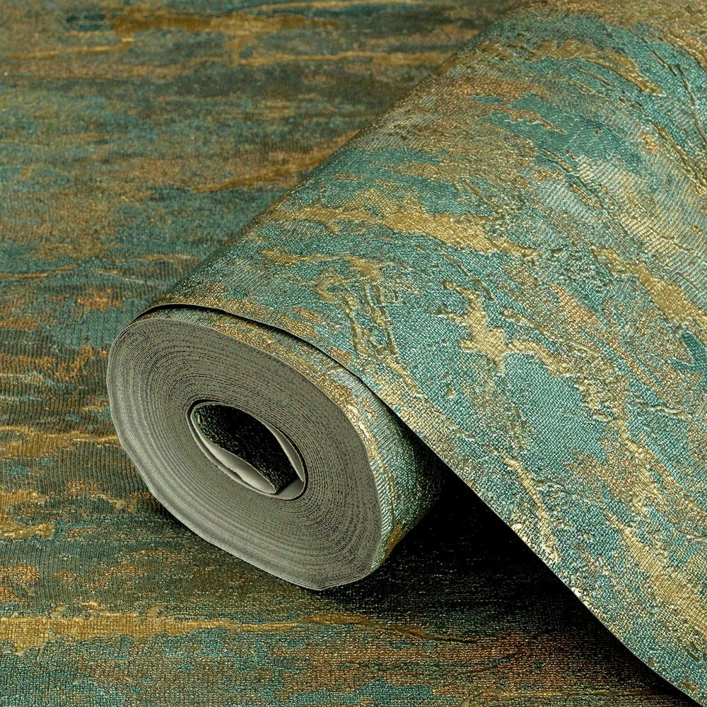 Luxury Gold Abstract Distressed Wallpaper, Glam Non-Woven Wall Covering, 41.7"W x 398"H, Washable Removable for Living Room B