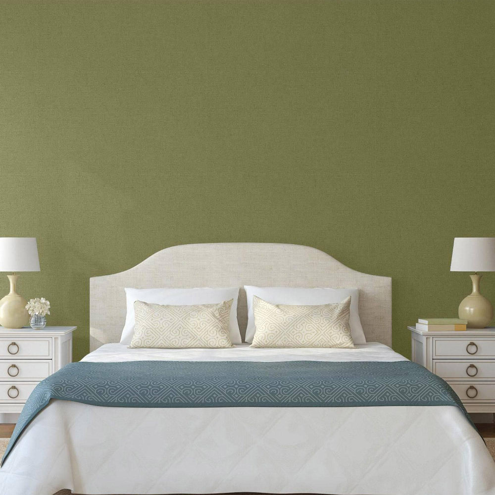 Luxury Green Textured Wallpaper, Country Non-Woven Wall Covering, 41.7"W x 614"H, Washable Removable for Living Room Bedroom 
