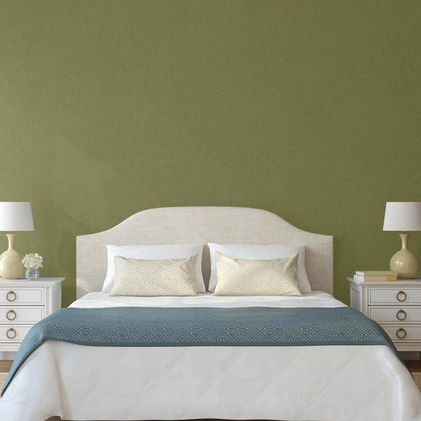 Luxury Green Textured Wallpaper, Country Non-Woven Wall Covering, 41.7"W x 614"H, Washable Removable for Living Room Bedroom 