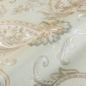Luxury Green Paisley Textured Wallpaper, Victorian Non-Woven Wall Covering, 41.7"W x 614"H, Washable Removable for Living Roo