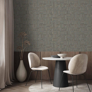Luxury Brown Geometric Textured Wallpaper, Contemporary Non-Woven Wall Covering, 41.7"W x 614"H, Washable Removable for Livin