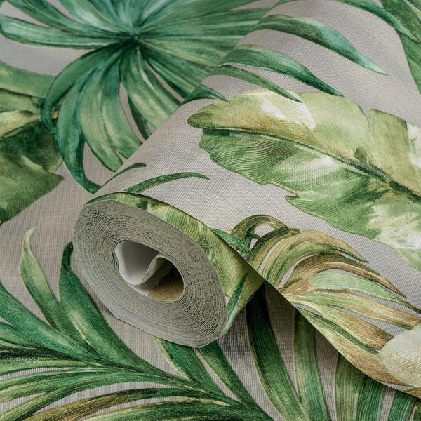 Luxury Beige Leaves Textured Wallpaper, Premium Non-Woven Wall Covering, 41.7"W x 398"H, Washable Removable for Living Room B