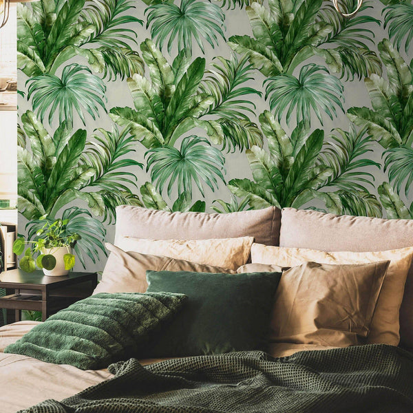 Luxury Beige Leaves Textured Wallpaper, Premium Non-Woven Wall Covering, 41.7"W x 398"H, Washable Removable for Living Room B