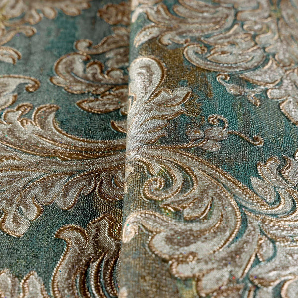 Luxury Green Damask Embossed 3D Embossed Wallpaper, Country Non-Woven Wall Covering, 41.7"W x 398"H, Washable Removable for L