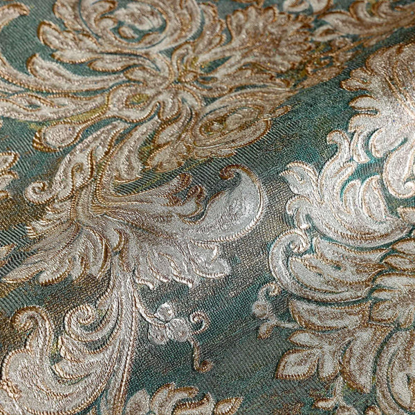 Luxury Green Damask Embossed 3D Embossed Wallpaper, Country Non-Woven Wall Covering, 41.7"W x 398"H, Washable Removable for L