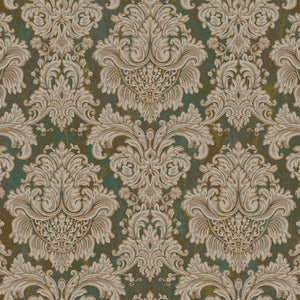 Luxury Green Damask Embossed 3D Embossed Wallpaper, Country Non-Woven Wall Covering, 41.7"W x 398"H, Washable Removable for L