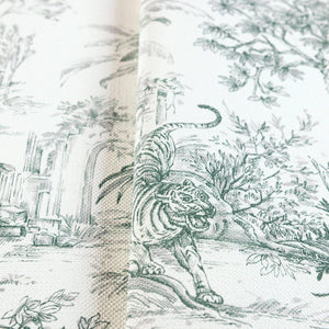 Luxury Green Toile Tropical Textured Wallpaper, Victorian Non-Woven Wall Covering, 41.7"W x 614"H, Washable Removable for Liv