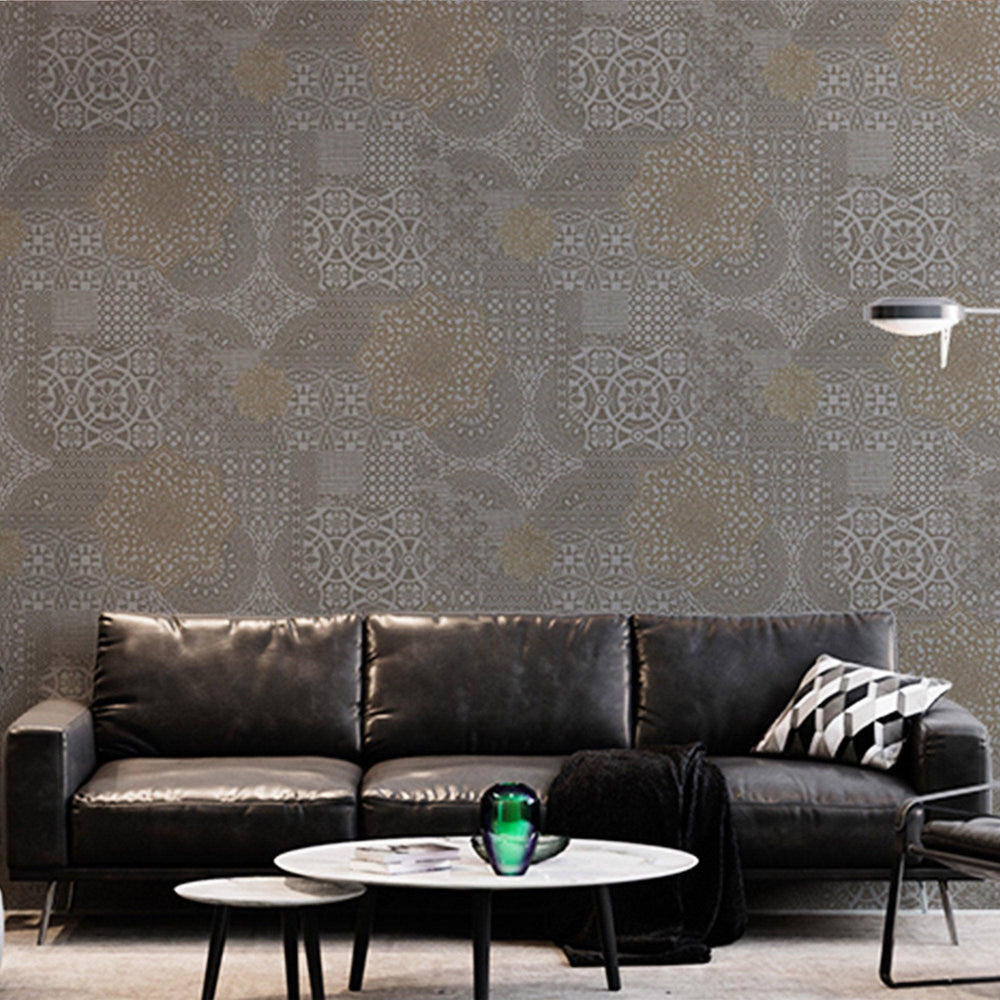 Luxury Gray Abstract Damask 3D Embossed Wallpaper, Premium Non-Woven Wall Covering, 41.7"W x 398"H, Washable Removable for Li