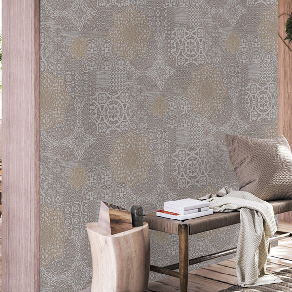Luxury Gray Abstract Damask 3D Embossed Wallpaper, Premium Non-Woven Wall Covering, 41.7"W x 398"H, Washable Removable for Li