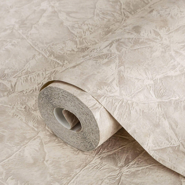 Luxury Beige Textured Wallpaper, Premium Non-Woven Wall Covering, 41.7"W x 398"H, Washable Removable for Living Room Bedroom 