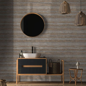 Luxury Brown Striped Stripe Glossy Wallpaper, Boho Non-Woven Wall Covering, 41.7"W x 614"H, Washable Removable for Living Roo