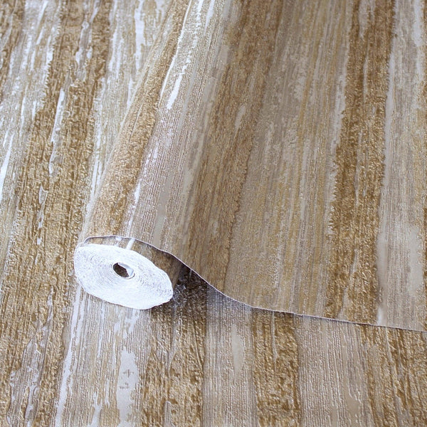 Luxury Brown Striped Stripe Glossy Wallpaper, Boho Non-Woven Wall Covering, 41.7"W x 614"H, Washable Removable for Living Roo