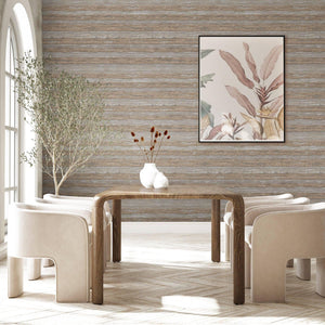 Luxury Brown Striped Stripe Glossy Wallpaper, Boho Non-Woven Wall Covering, 41.7"W x 614"H, Washable Removable for Living Roo