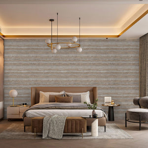 Luxury Brown Striped Stripe Glossy Wallpaper, Boho Non-Woven Wall Covering, 41.7"W x 614"H, Washable Removable for Living Roo